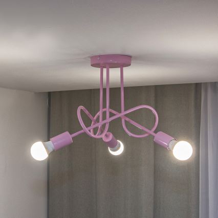 Plafonski luster OXFORD 3xE27/15W/230V roze