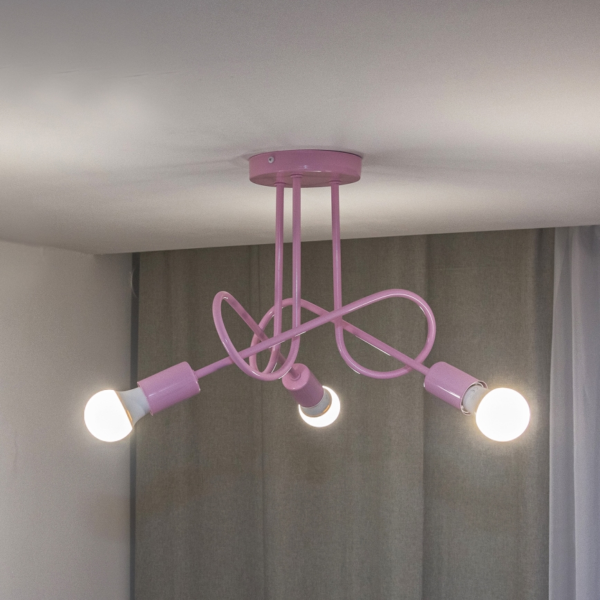 Plafonski luster OXFORD 3xE27/15W/230V roze
