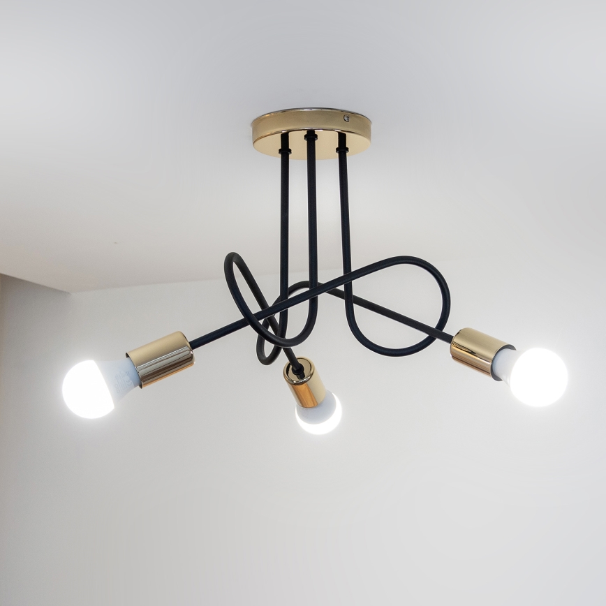 Plafonski luster OXFORD 3xE27/15W/230V zlatna/crna