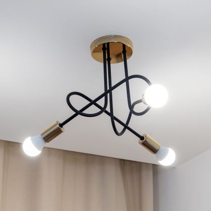 Plafonski luster OXFORD 3xE27/15W/230V zlatna/crna