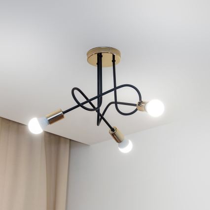 Plafonski luster OXFORD 3xE27/15W/230V zlatna/crna