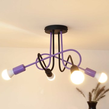 Plafonski luster OXFORD 4xE27/15W/230V crna/ljubičasta