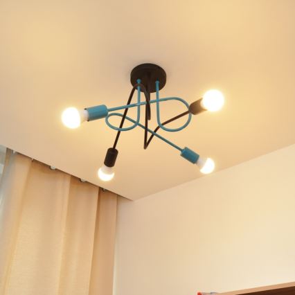 Plafonski luster OXFORD 4xE27/15W/230V crna/tirkizna