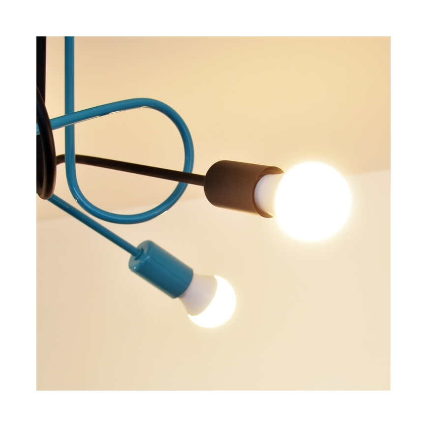 Plafonski luster OXFORD 4xE27/15W/230V crna/tirkizna