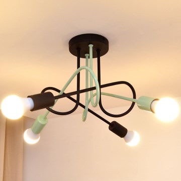 Plafonski luster OXFORD 4xE27/15W/230V crna/zelena