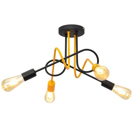 Plafonski luster OXFORD 4xE27/15W/230V crna/žuta
