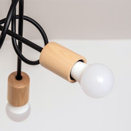 Plafonski luster OXFORD 5xE27/15W/230V borovina/crna