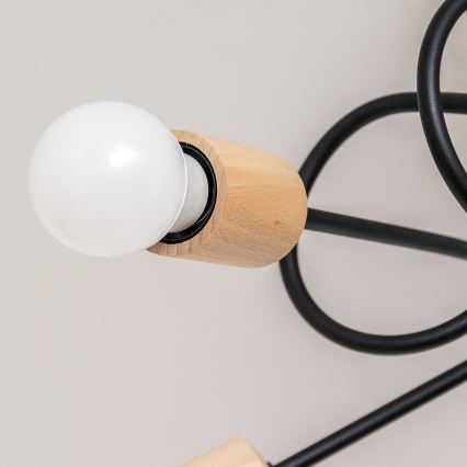 Plafonski luster OXFORD 5xE27/15W/230V borovina/crna