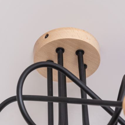 Plafonski luster OXFORD 5xE27/15W/230V borovina/crna