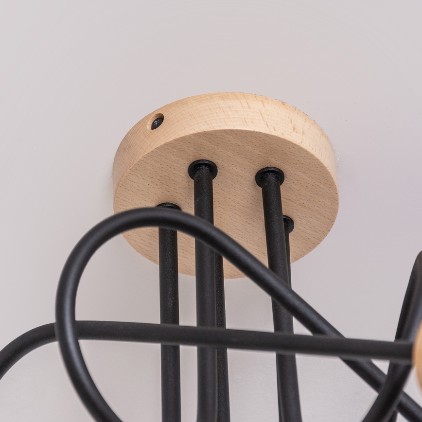 Plafonski luster OXFORD 5xE27/15W/230V borovina/crna