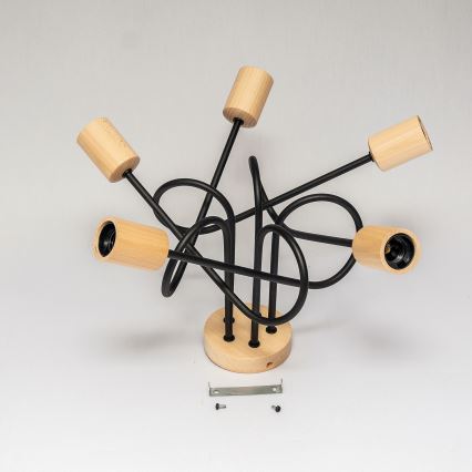 Plafonski luster OXFORD 5xE27/15W/230V borovina/crna