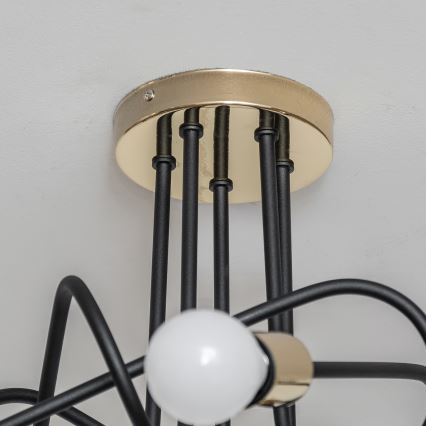 Plafonski luster OXFORD 5xE27/15W/230V zlatna/crna