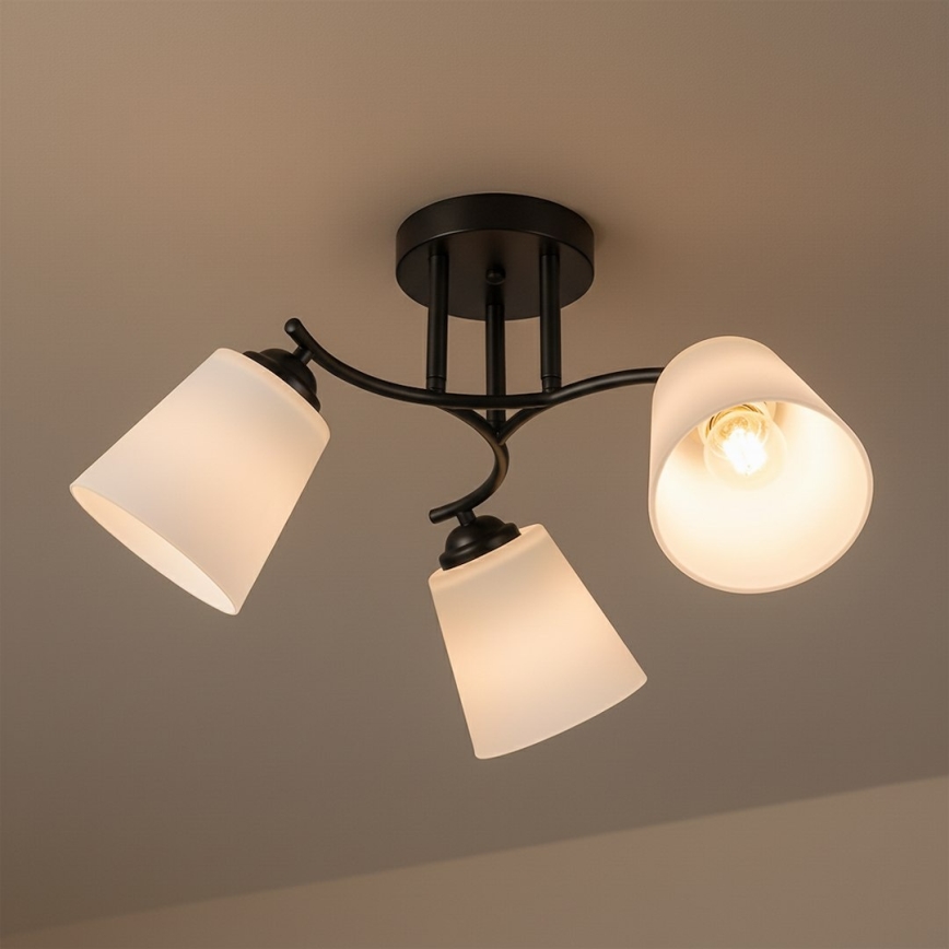 Plafonski luster PAFOS 3xE27/15W/230V, crni