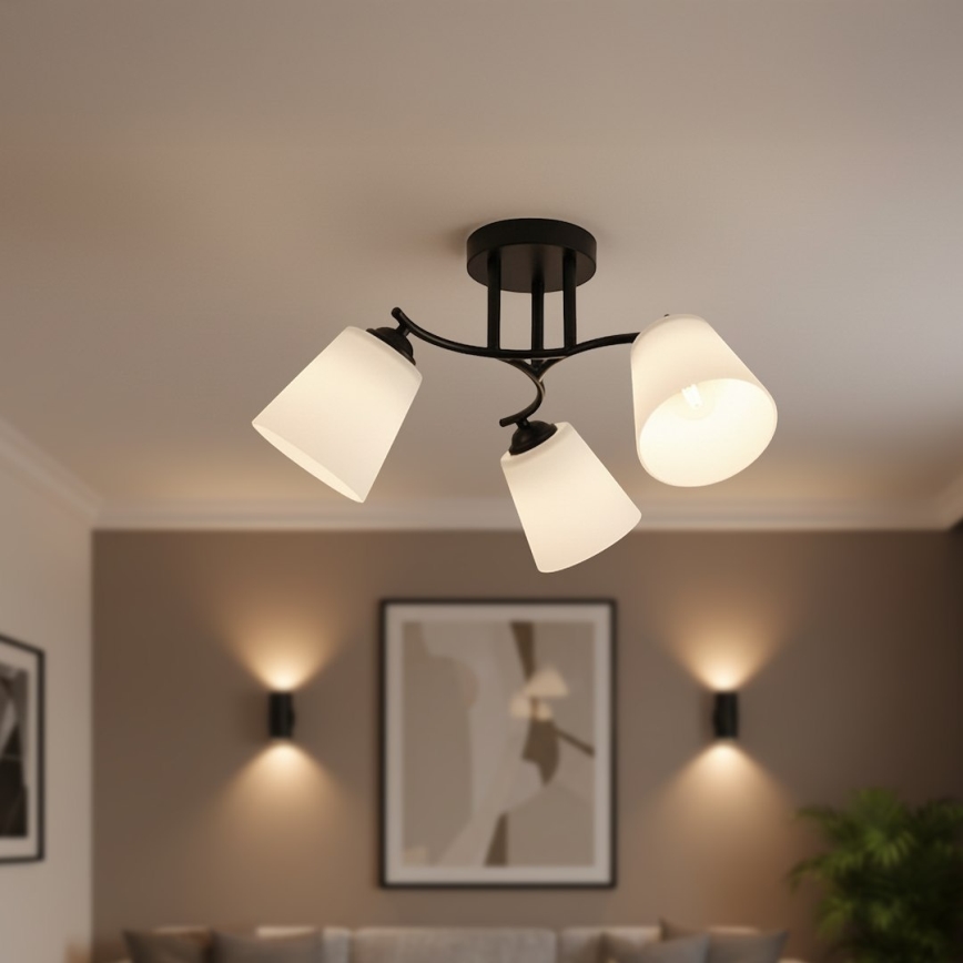 Plafonski luster PAFOS 3xE27/15W/230V, crni