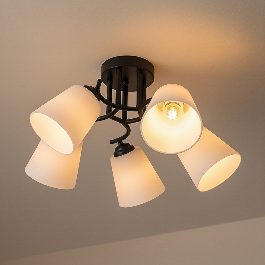 Plafonski luster PAFOS 5xE27/15W/230V crna