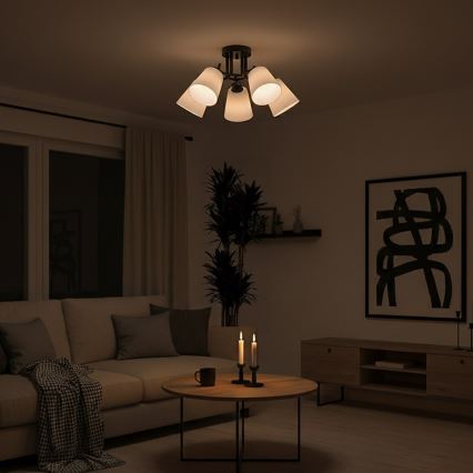 Plafonski luster PAFOS 5xE27/15W/230V crna