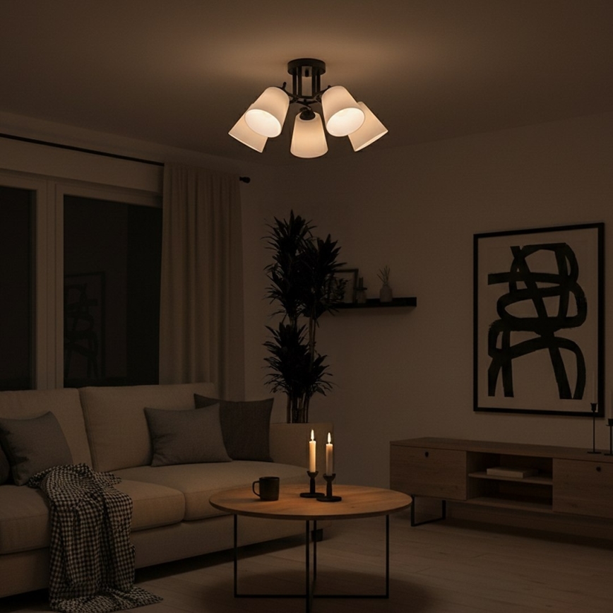 Plafonski luster PAFOS 5xE27/15W/230V crna