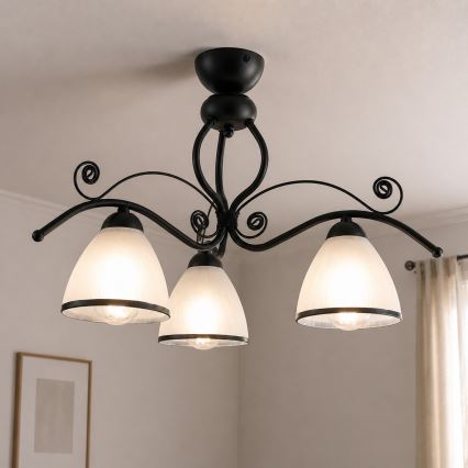 Plafonski luster RETRO 3xE27/60W/230V crni/beli