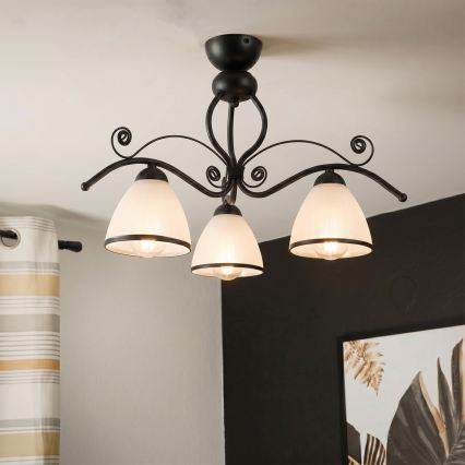 Plafonski luster RETRO 3xE27/60W/230V crni/beli