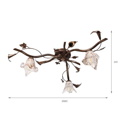 Plafonski luster ROZETA 3xE14/40W/230V, bronzan