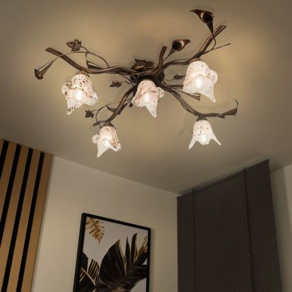 Plafonski luster ROZETA 5xE14/40W/230V bronza