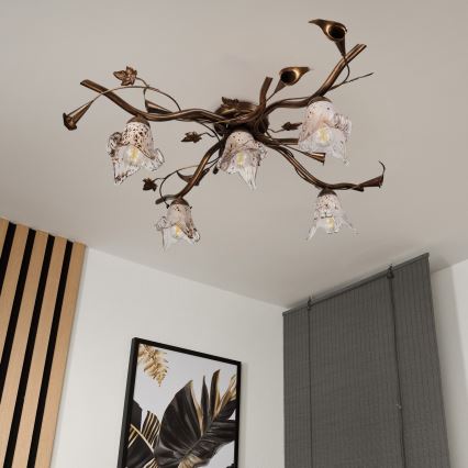 Plafonski luster ROZETA 5xE14/40W/230V bronza