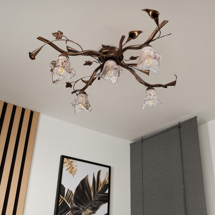 Plafonski luster ROZETA 5xE14/40W/230V bronza