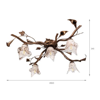 Plafonski luster ROZETA 5xE14/40W/230V bronza