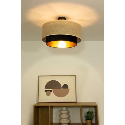 Plafonski luster SARTA 1xE27/60W/230V fi 45 cm crna/juta