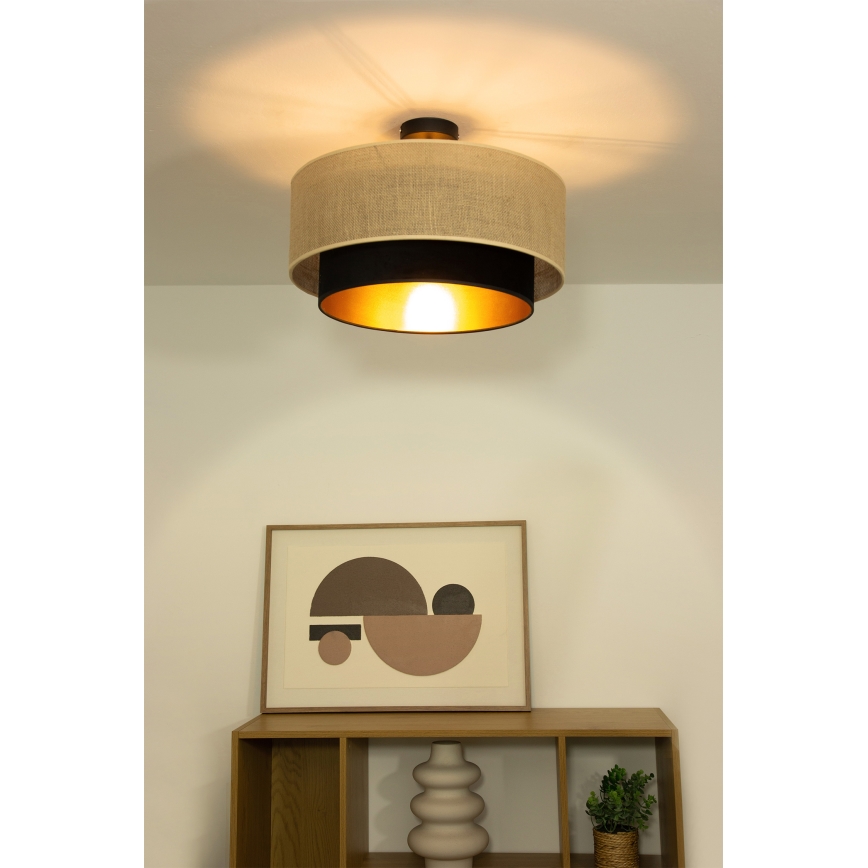 Plafonski luster SARTA 1xE27/60W/230V fi 45 cm crna/juta