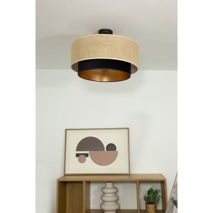 Plafonski luster SARTA 1xE27/60W/230V fi 45 cm crna/juta