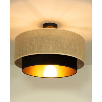 Plafonski luster SARTA 1xE27/60W/230V fi 45 cm crna/juta