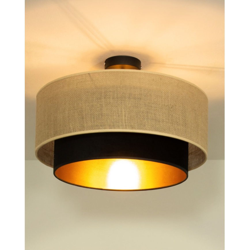 Plafonski luster SARTA 1xE27/60W/230V fi 45 cm crna/juta