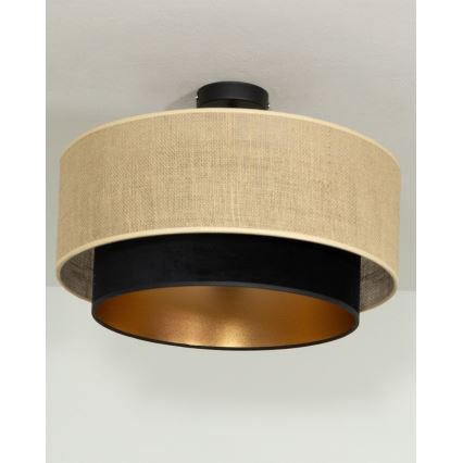 Plafonski luster SARTA 1xE27/60W/230V fi 45 cm crna/juta