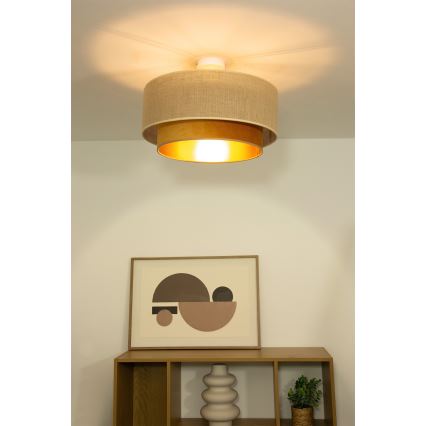 Plafonski luster SARTA 1xE27/60W/230V, prečnik 45 cm, bakarna/juta