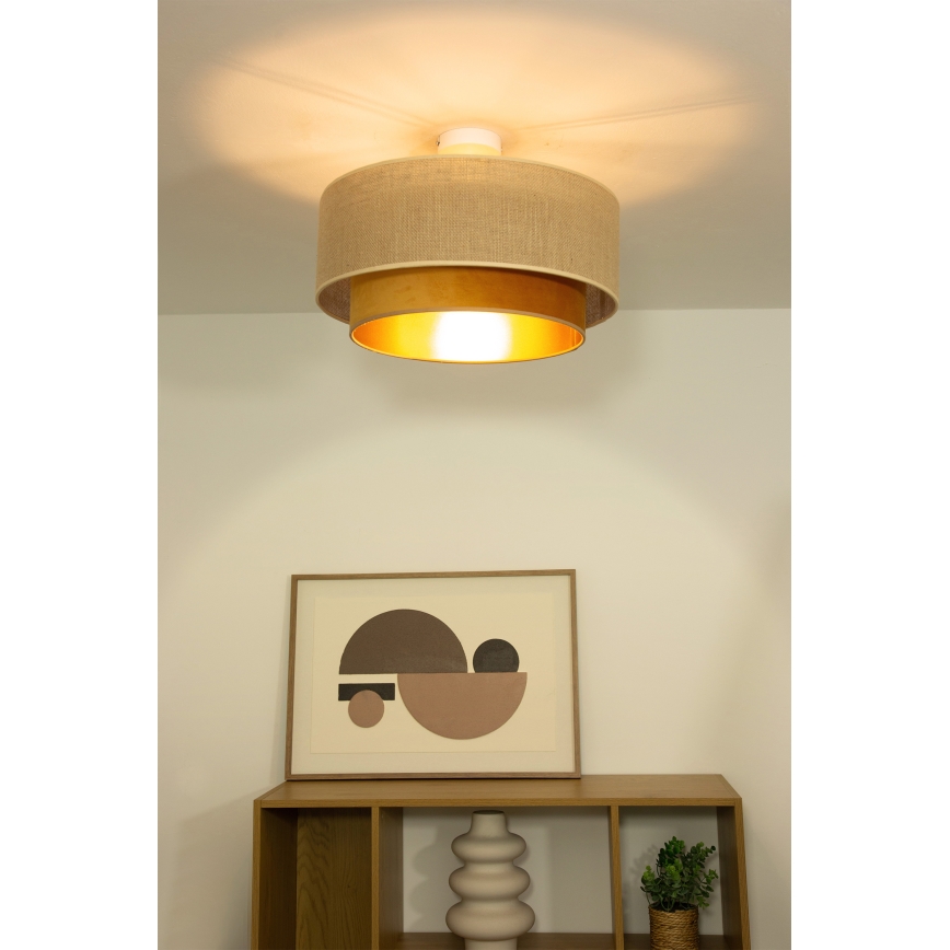 Plafonski luster SARTA 1xE27/60W/230V, prečnik 45 cm, bakarna/juta