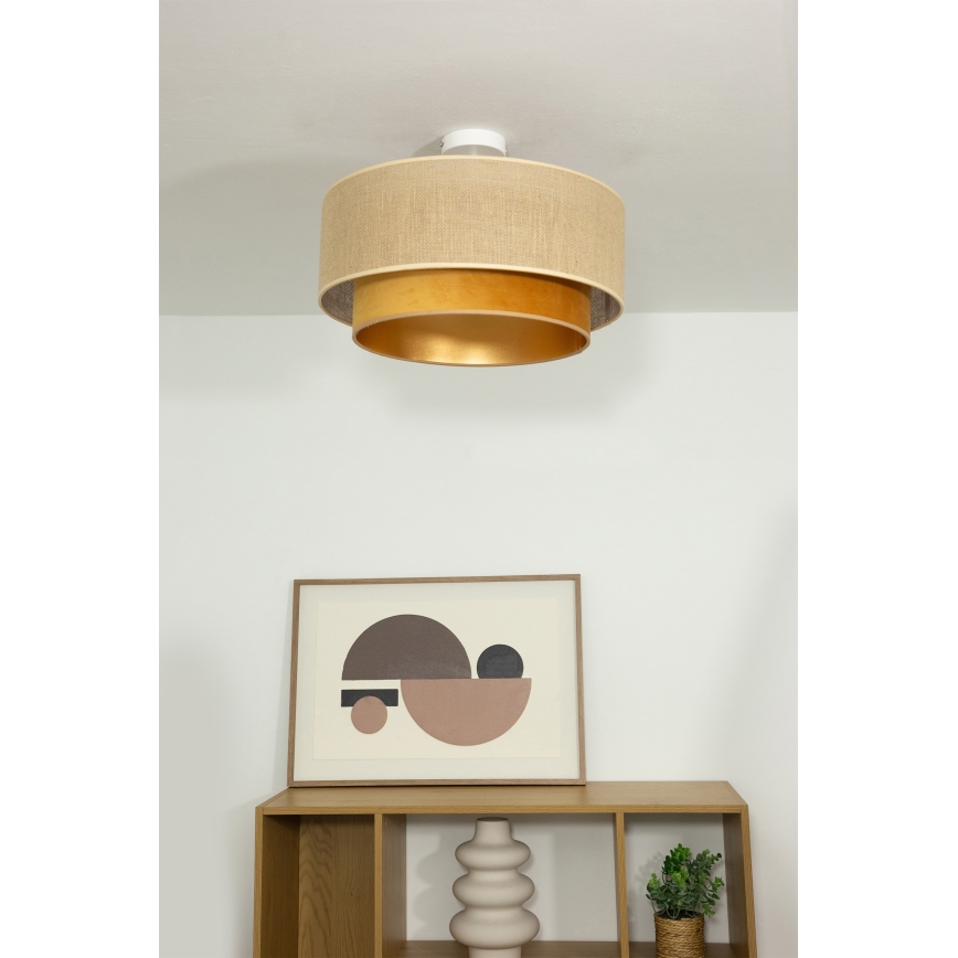 Plafonski luster SARTA 1xE27/60W/230V, prečnik 45 cm, bakarna/juta