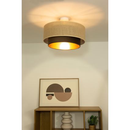 Plafonski luster SARTA 1xE27/60W/230V, prečnik 45 cm, smeđa/juta