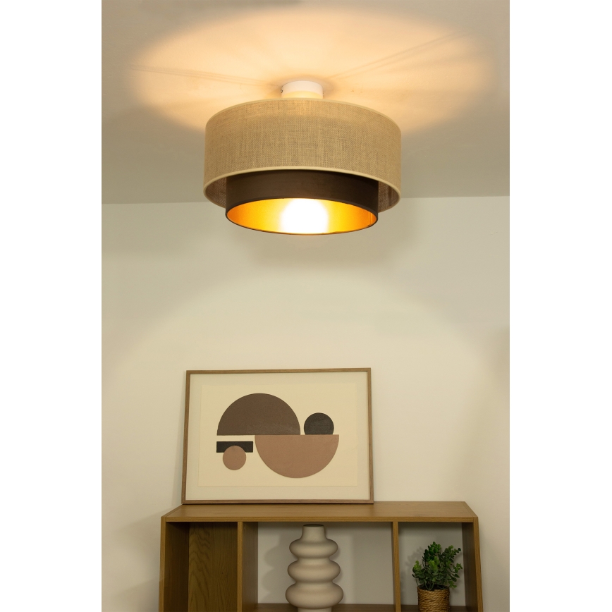 Plafonski luster SARTA 1xE27/60W/230V, prečnik 45 cm, smeđa/juta