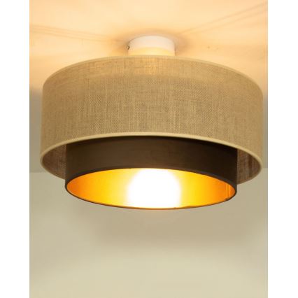 Plafonski luster SARTA 1xE27/60W/230V, prečnik 45 cm, smeđa/juta
