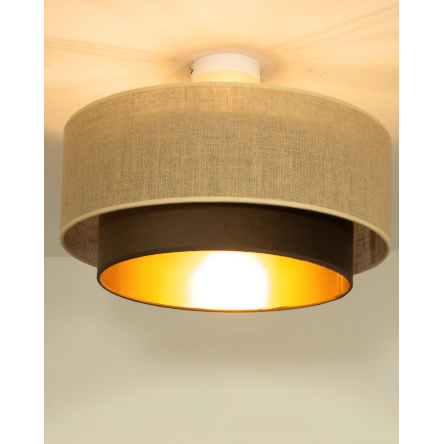 Plafonski luster SARTA 1xE27/60W/230V, prečnik 45 cm, smeđa/juta