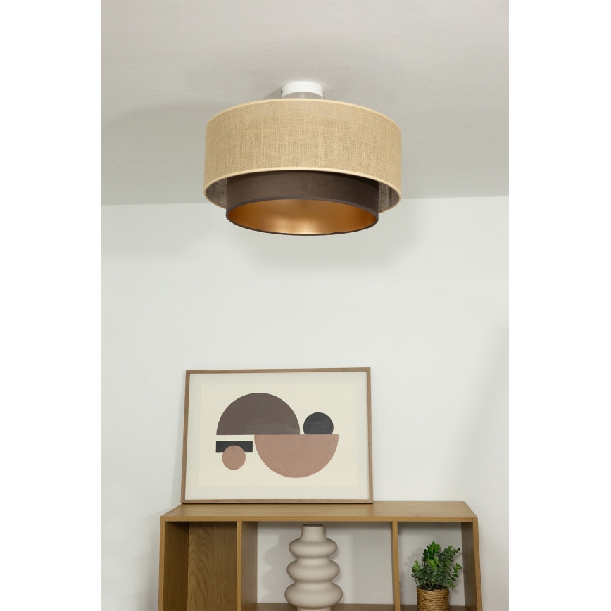 Plafonski luster SARTA 1xE27/60W/230V, prečnik 45 cm, smeđa/juta
