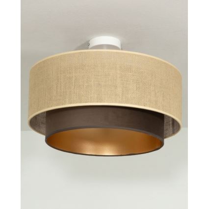 Plafonski luster SARTA 1xE27/60W/230V, prečnik 45 cm, smeđa/juta