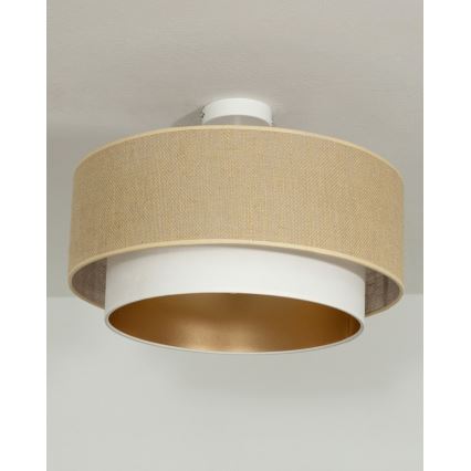 Plafonski luster SARTA 1xE27/60W/230V, prečnika 45 cm, bela/juta