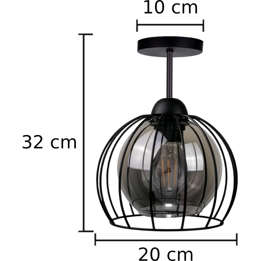 Plafonski luster SOLO BLACK 1xE27/60W/230V crna/zadimljeno
