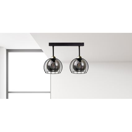 Plafonski luster SOLO BLACK 2xE27/60W/230V crna/zlatna