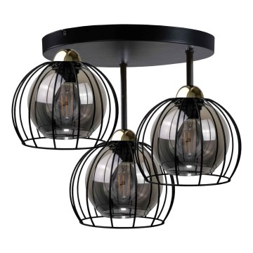 Plafonski luster SOLO BLACK 3xE27/60W/230V prečnik 30 cm crna/zlatna
