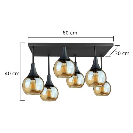 Plafonski luster SOMA 6xE27/60W/230V crna/zadimljeno bež