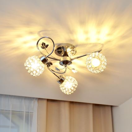 Plafonski luster SOPHIA 3xE27/15W/230V sjajni hrom/providno staklo
