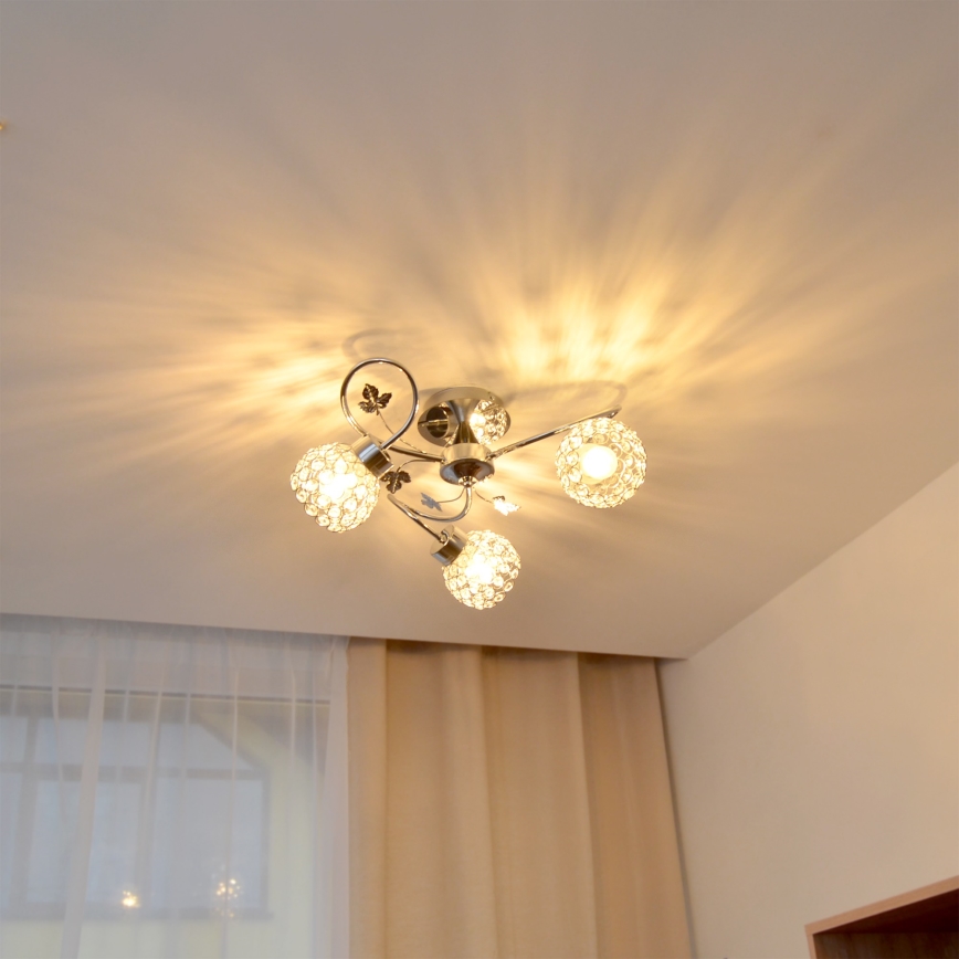 Plafonski luster SOPHIA 3xE27/15W/230V sjajni hrom/providno staklo